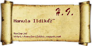 Hanula Ildikó névjegykártya
